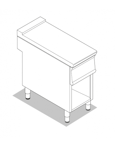 Piano di lavoro neutro in acciaio inox AISI 304 su vano aperto - senza cassetto - cm 60x90x90h