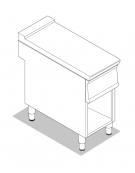 Piano di lavoro neutro in acciaio inox AISI 304 su vano aperto - senza cassetto - cm 25x90x90h