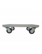 Carrello in Acciaio per Trasporto di 2 Contenitori 400x300 o 1 Contenitore 600x400  - 4 Ruote Girevoli In Gomma - cm 60x40x10h