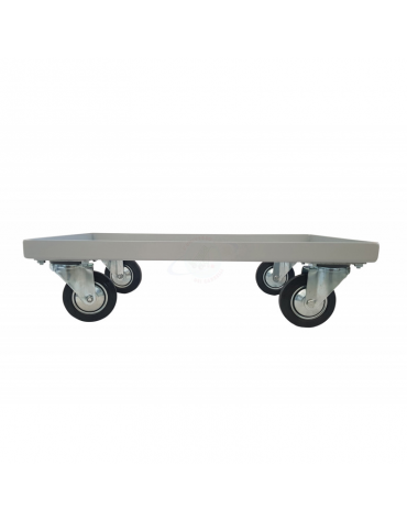 Carrello acciaio per trasporto di 2 contenitori 400x300 o 1 contenitore 600x400  - 4 Ruote Girevoli - dim. interne cm 60x40x13h