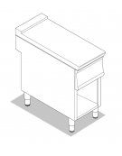 Piano di lavoro neutro in acciaio inox AISI 304 su vano aperto - senza cassetto - cm 35x90x90h