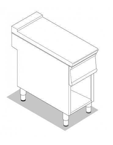Piano di lavoro neutro in acciaio inox AISI 304 su vano aperto - senza cassetto - cm 45x90x90h