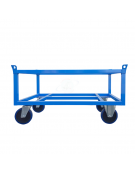Carrello Porta Pallet Alto  - 4 ruote in gomma elastica blu d. 200x50 (2 fisse + 2 girevoli) cm 125,5x85,5x71h