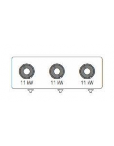 Cucina a gas 3 fuochi in acciaio Inox su vano aperto, con piano ermetico - potenza fuochi 3x11kw - cm 120x45x90h