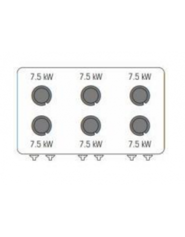Cucina a gas 6 fuochi in acciaio Inox su vano aperto, con piano ermetico - potenza fuochi 6x7,5kw - cm 120x70x90h