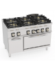 Cucina a gas ermetica 6 fuochi, 6x7,5kw - su forno a gas statico GN 2/1, camera cm 57,5x65x30 - cm 120x70x90h