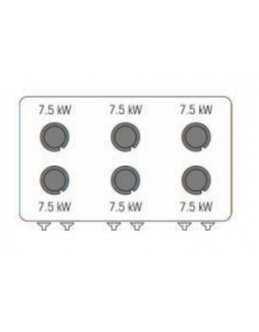 Cucina a gas ermetica 6 fuochi, 6x7,5kw - su forno a gas statico GN 2/1, camera cm 57,5x65x30 - cm 120x70x90h