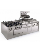 Cucina a gas ermetica 6 fuochi, 6x7,5kw - su forno a gas statico GN 2/1, camera cm 57,5x65x30 - cm 120x70x90h