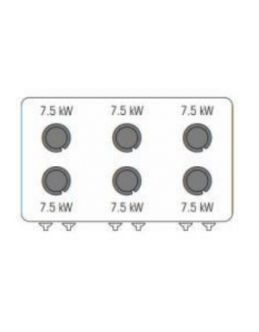 Cucina a gas ermetica 6 fuochi, potenza 6x7,5kw - su forno a gas statico full size - cm 120x70x90h