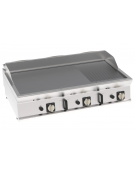 Fry-Top a gas da banco, piastra 2/3 liscia e 1/3 rigata cromata spazzolata, zona cottura cm 113x56 - gas Kw 21,6 - cm 120x70x28h