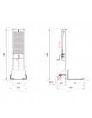 Sollevatore ad arganello con frizione incorporata arresto automatico, sollevamento max cm 160 - cm 110x66x198h