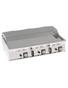 Fry-Top a gas da banco, 3 zone cottura, piastra liscia cromata cm 113x56, potenza gas Kw 21,6- cm 120x70x28h