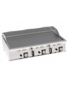 Fry-Top a gas da banco, 3 zone cottura, piastra liscia cromata spazzolata cm 113x56, potenza gas Kw 21,6 - cm 120x70x28h