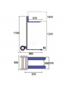 Carrello elevatore a forche realizzato in lega di alluminio, portata 227 kg, 2 ruote da 20 cm e 2 ruote da 5 cm - 88,3x63x180