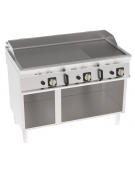 Fry-Top a gas su vano aperto - piastra 1/3 rigata + 2/3 liscia - zona cattura cm 113x56 - potenza gas Kw 21,6 - cm 120x70x90h