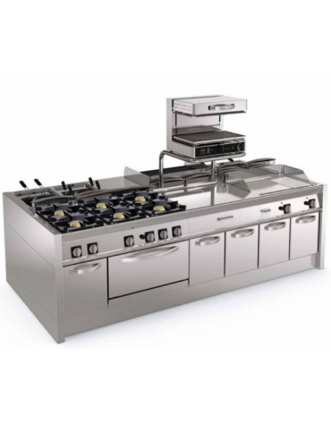 Fry-Top elettrico da banco - piastra 1/3 rigata + 2/3 liscia, zona cottura cm 113x56 - trifase Kw 11,7 - cm 120x70x28h