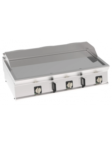 Fry-Top elettrico da banco - 3 zone cottura - piastra liscia cromata cm 113x56 - trifase Kw 11,7 - cm 120x70x28h