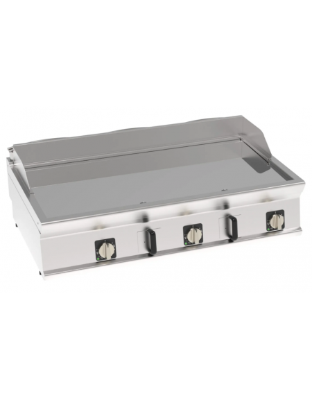 Fry-Top elettrico da banco - 3 zone cottura - piastra liscia cromata cm 113x56 - trifase Kw 11,7 - cm 120x70x28h
