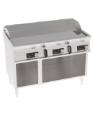 Fry-Top elettrico su vano aperto, 3 zone cottura, piastra liscia cromata - con controllo elettronico - cm 120x70x90h