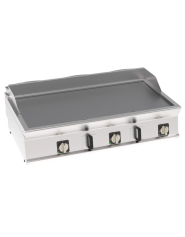 Fry-Top elettrico da banco - piastra liscia cromata, zona cottura cm 113x56 - trifase Kw 11,7 - cm 120x70x28h