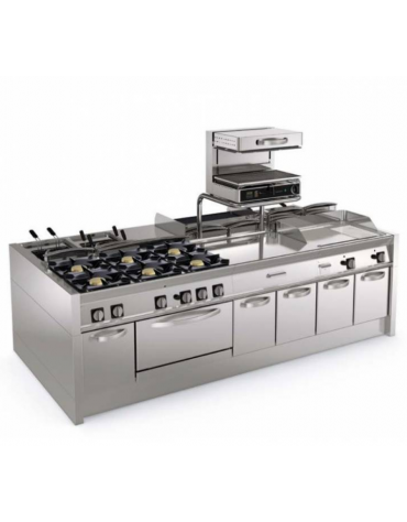 Fry-Top elettrico da banco - piastra liscia cromata, zona cottura cm 113x56 - trifase Kw 11,7 - cm 120x70x28h