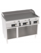 Fry top elettrico su vano aperto, 3 zone cottura, piastra liscia - con controllo elettronico - trifase 11,7 kw - cm 120x70x90h