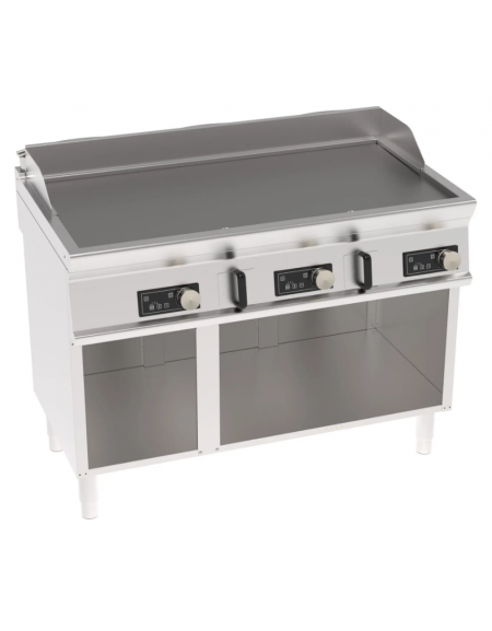 Fry top elettrico su vano aperto, 3 zone cottura, piastra liscia - con controllo elettronico - trifase 11,7 kw - cm 120x70x90h