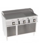 Fry-Top elettrico su vano aperto - piastra 1/3 rigata + 2/3 liscia, zona cottura cm 113x56 - trifase Kw 11,7 - cm 120x70x90h