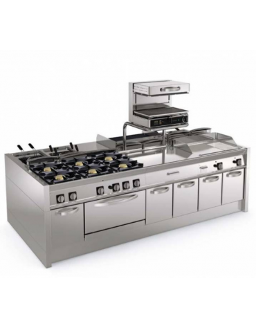 Fry-Top elettrico su vano aperto - piastra 1/3 rigata + 2/3 liscia, zona cottura cm 113x56 - trifase Kw 11,7 - cm 120x70x90h