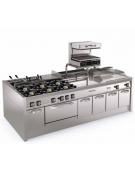 Fry-Top elettrico su vano aperto - piastra liscia cromata, zona cottura cm 113x56 - trifase Kw 11,7 - cm 120x70x90h