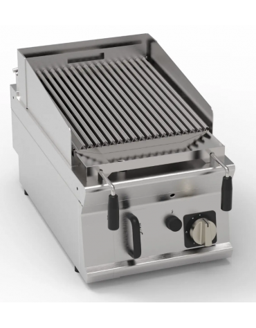 Griglia gas a pietra lavica da banco - 1 griglia inox, superficie cottura cm 46×36 - potenza gas totale Kw 8 - cm 40x70x28h