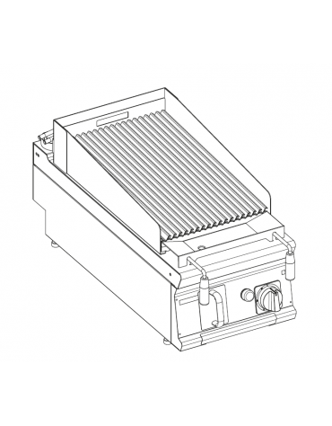 Griglia gas a pietra lavica da banco - 1 griglia inox, superficie cottura cm 46×36 - potenza gas totale Kw 8 - cm 40x70x28h