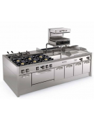 Griglia gas a pietra lavica da banco - 2 griglie inox dim. cm 46×36 cad. - potenza gas totale Kw 16 - cm 80x70x28h