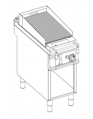 Griglia gas a pietra lavica su vano aperto  - 1 griglia inox, superficie cottura cm 46×36 - potenza totale Kw 8 - cm 40x70x90h