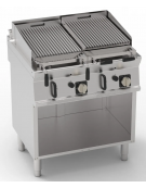 Griglia gas a pietra lavica su vano aperto - 2 griglie inox cm 46x36 cad. - potenza gas totale Kw 16 - cm 80x70x90h