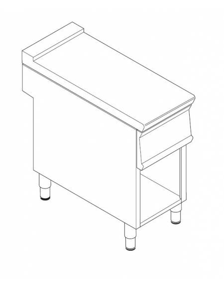 Piano di lavoro neutro in acciaio inox AISI 304 su vano aperto - senza cassetto - cm 30x70x90h