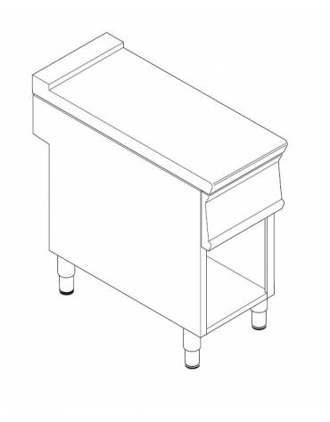 Piano di lavoro neutro in acciaio inox vano aperto - senza cassetto - cm 35x70x90h