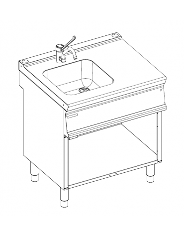 Lavello in acciaio inox su vano aperto - compreso di rubinetto - cm 80x70x90h