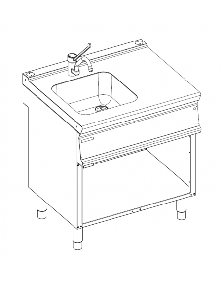 Lavello in acciaio inox su vano aperto - compreso di rubinetto - cm 80x70x90h
