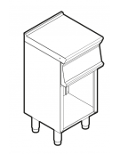 Piano di lavoro neutro in acciaio inox AISI 304 su vano aperto, senza cassetto - cm 40x45x90h