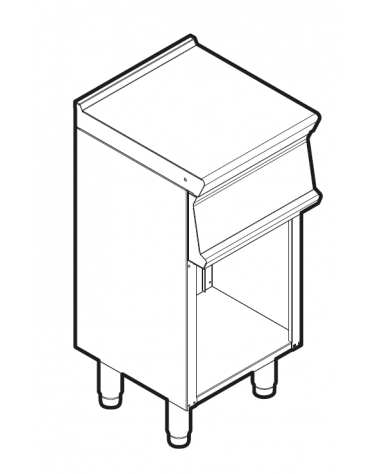 Piano di lavoro neutro in acciaio inox AISI 304 su vano aperto, senza cassetto - cm 40x45x90h