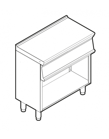 Piano di lavoro neutro in acciaio inox AISI 304 su vano aperto, senza cassetto - cm 80x45x90h