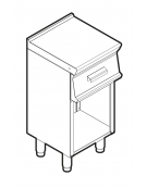 Piano di lavoro neutro in AISI 304 su vano aperto - con 1 cassetto, interno cm 29,5x37x1 - dimensioni cm 40x45x90h