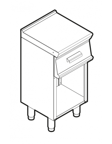 Piano di lavoro neutro in AISI 304 su vano aperto - con 1 cassetto, interno cm 29,5x37x1 - dimensioni cm 40x45x90h