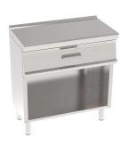 Piano di lavoro neutro in AISI 304 su vano aperto - con 1 cassetto, dim. interne cm 69,5x37x10 - dim. tot. cm 80x45x90h