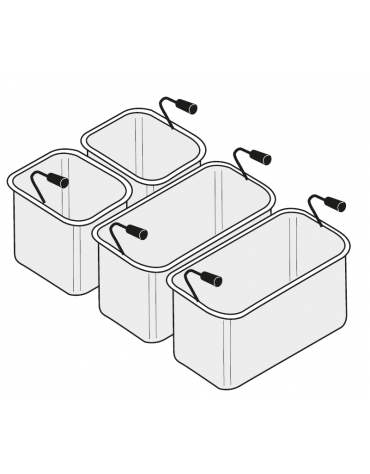 Set cestelli per cuocipasta 2×GN1/3 dim. cm 29x16x20h + 2×GN1/6 dim. cm 14x14x20h