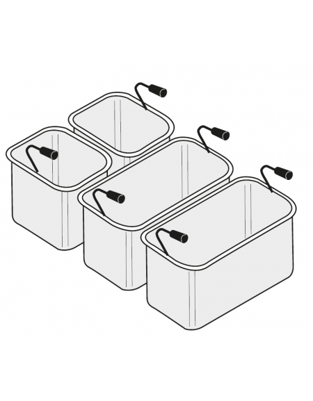 Set cestelli per cuocipasta 2×GN1/3 dim. cm 29x16x20h + 2×GN1/6 dim. cm 14x14x20h
