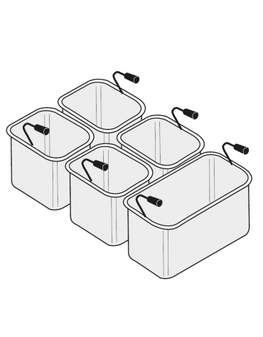 Set cestelli per cuocipasta 1×GN1/3 dim. cm 29x16x20h + 4×GN1/6 dim. cm 14x14x20h
