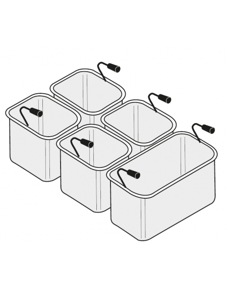 Set cestelli per cuocipasta 1×GN1/3 cm 29x16x20h + 4×GN1/6 cm 14x14x20h