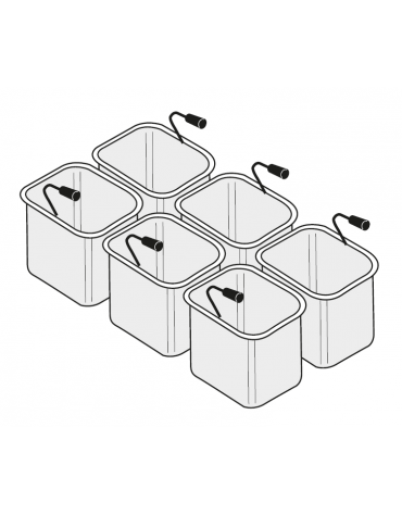 Set cestelli per cuocipasta 6×GN1/6 cm 14x14x20h cad.